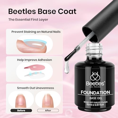 Beetles 3Pcs 15 ml Pink Gel Nail Polish and Gel Top & Base Coat Set - color: C-Pink-3