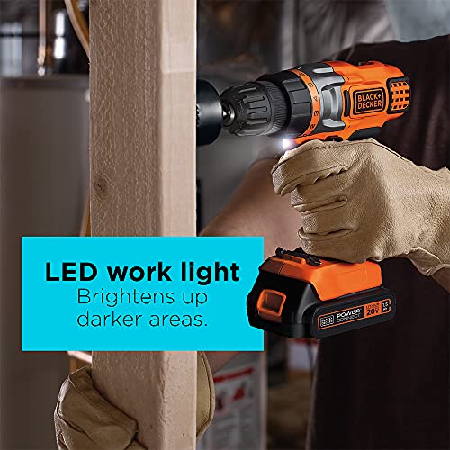 BLACK+DECKER 20V MAX Cordless Drill Driver with Battery and Charger, LED Work Light (LDX220C) - style: Cordless Drill Driver Kit