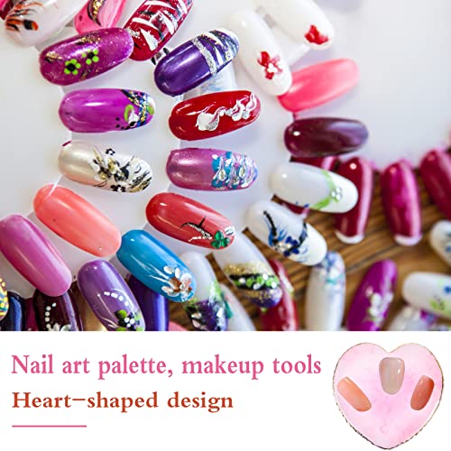 Resin Nail Art Palette Nail Mixing Palette Polish Color Mixing Plate Golden Edge Nail Holder Display Board Heart Shape Cosmetic Mixing Tools (Pink) - color: Pink