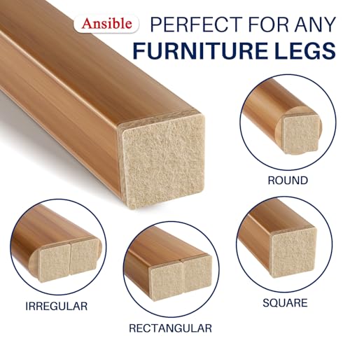 Ansible 60 PCS Felt Furniture Pads 1" for Hardwood Floors - size: 60 PCS 1" Beige, Square