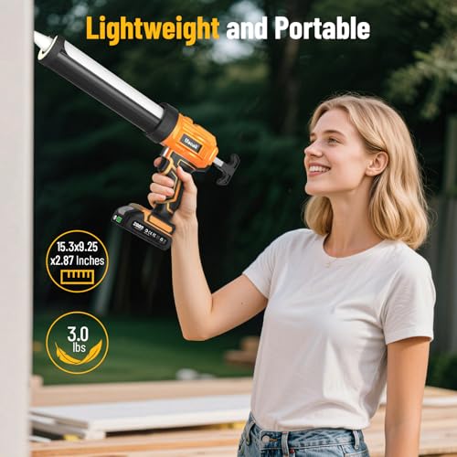 Electric Caulking Gun, Cordless Caulk Gun with 2x 2.0Ah Batteries - color: Yellow