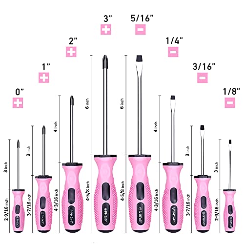 FASTPRO 8-Piece Pink Magnetic Screwdrivers Set - color: Pink