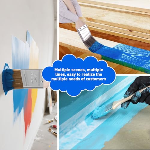 Paint Brush, 1.5IN Stain Brushes for Painting Walls,House Touch-Ups,Furnitures and Fence Staining, Wooden Handle Masonry Paintbrush(6 Packs) - size: 1.5 inch