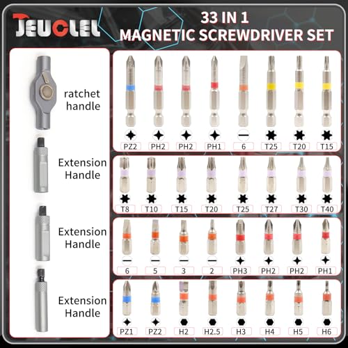 33 in 1 Magnetic Screwdriver, Multi Bit Ratcheting Screwdriver Set