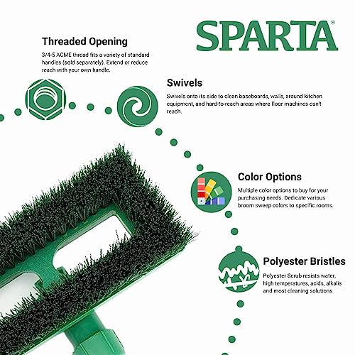 SPARTA 3638831EC09 Polyester Rectangle Scrub Brush, Floor Brush, Cleaning Brush With Swivel Head For Cleaning, 8 Inches, Green - color: Green