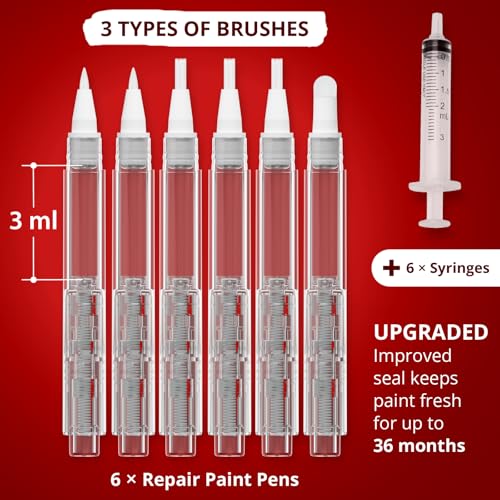 X-Protector Touch Up Paint Pen Kit, 6 Fillable Pens with 3 Types of Brushes - style: Pack of 6, Fillable