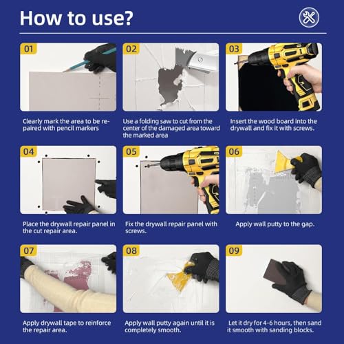 Drywall Repair Kit with 20"x20" Panel - Large Hole Patch for Walls - style: 20" Professional Kit
