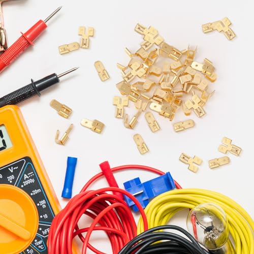 MorningRo 36 Pcs Electrical Quick Splice Wire Terminals,1/4" Gold - color: Gold