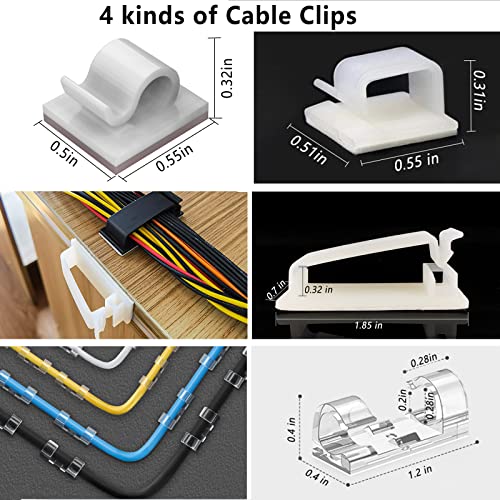 White Cable Management Organizer Kit 4 Cable Sleeve Split 311Pcs - size: 322 PCS