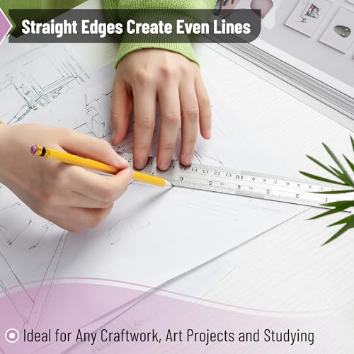 Mr. Pen- Metal Straight Edge Ruler, 2 Pack, 6" and 12", Silver - color: Silver, size: 6, 12 inch