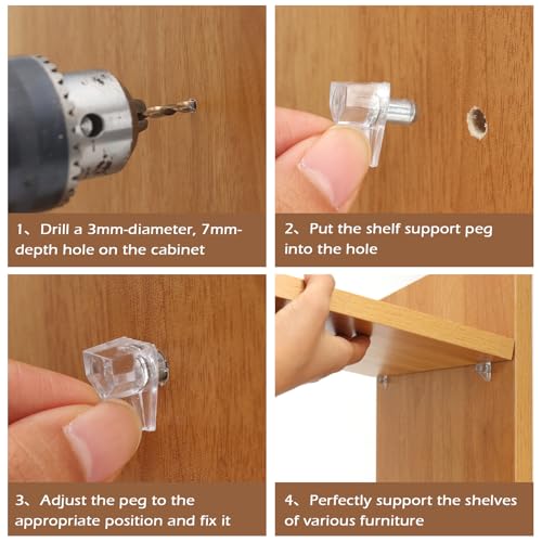 50 PCS 1/5 Inch (5mm) Shelf Support Pegs, Clear Plastic Shelf Pins, Cabinet Shelf Clips, Replacement Shelf Holders Pegs, Shelf Holder Pins for Shoe Makeup Storage Cabinets - size: 1/5 Inch (5mm)
