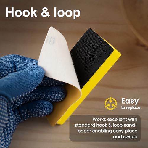 S SATC 16-PCS Hand Sanding Block Set With 40 Sheets Hook And Loop Sandpaper Kit, Interchangeable Assorted Convex & Concave Shapes for Automotive Body, Crafts, Sand Wood Woodworking Furniture - style: 16 PCS Sanding Block with 40 Sheets