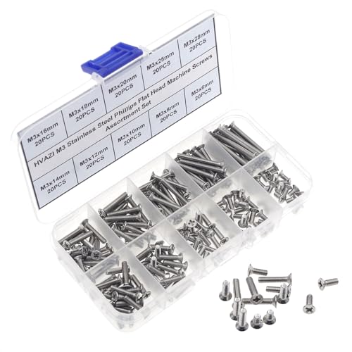 Metric M3 304 Stainless Steel Phillips Flat Head Screw Assortment Kit - size: M3