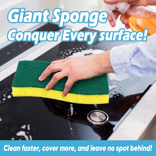 AIDEA XL Scrub Sponges Kitchen 12Count, Heavy Duty Sponges for Dishes - color: Green-extra Large
