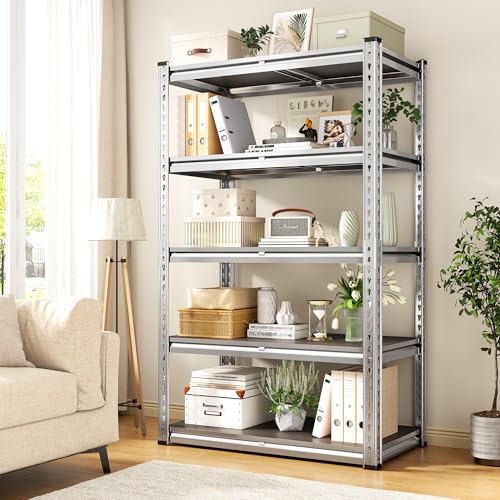 REIBII Galvanized Garage Shelving with PP Boards for Pantry Office Garage - size: Sliver 28"Wx12"Dx60"H