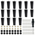 Set of 16 Black 6 Inch Square Solid Wood Furniture Legs Wooden Replacement Feet for Sofa Legs Replacement, Couch Feet Replacement, Chair, Bed, Includes M8 Iron Washers, Screws, Felt Pads & Screwdriver - size: 6 Inch