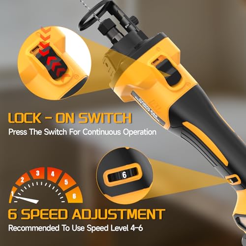 Brushless Drywall Cut-Out Tool Compatible with Dewalt 20V Battery (Tool Only), Cordless Drywall Rotary Saw, 28000 RPM, 6 Speed Adjust, Depth Adjust, 1/8" Quick Bit Change, Cutting Tool for Drywall