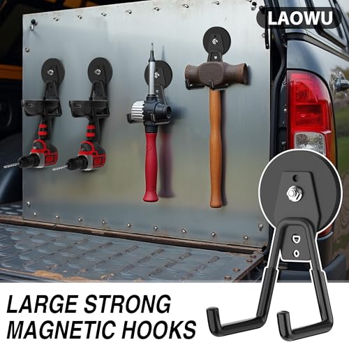 4Pcs Heavy Duty Storage Magnetic Utility Hooks Large Garage Strong Extra Magnet Hooks Hanger with Anti-Slip Coating Heavy Duty Magnetic Hooks for Hanging Power Dril Garage Garden Tools Black - color: 2.6in Magnet-4 Pack-Black