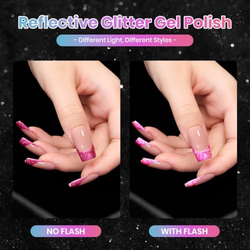 Beetles Glitter Gel Nail Polish Set, 20 Colors Party Auras Gel Polish | Platinum Diamond Shimmer Gel Shades With Base, Glossy&Matte Top Coats for Uv Led Soak-Off Nail Art - color: Party Auras