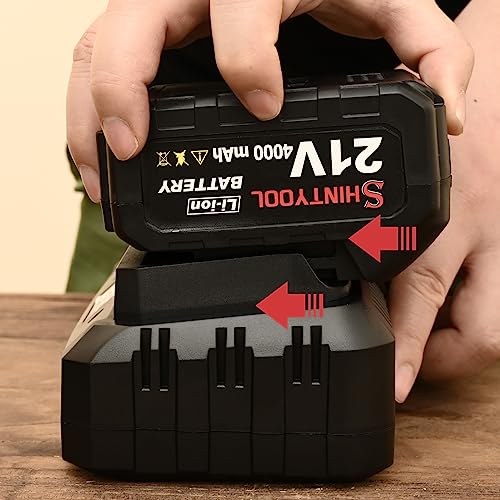 21v Battery Dual Port Quick Charger Base, Dual Rapid Charger Compatible 21v Lithium-Ion Battery by SHINTYOOL (Battery Not Included)