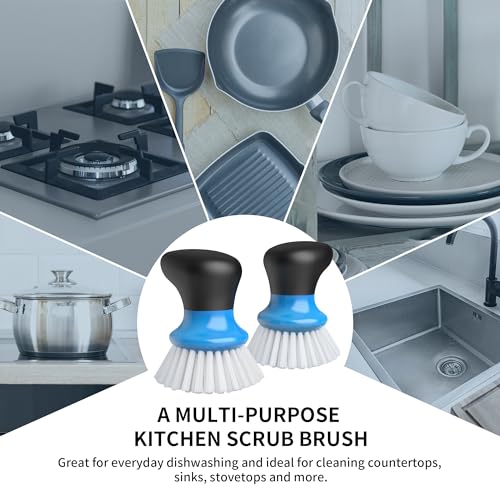MR.SIGA Dish Scrub Brush, Palm Brush Dish Scrubber, Blue, Pack of 2 - color: Blue