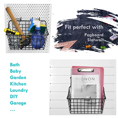 Pegboard Baskets With Hooks, 3 Pack Peg Board Wall Organizer Set (Black) - color: Black