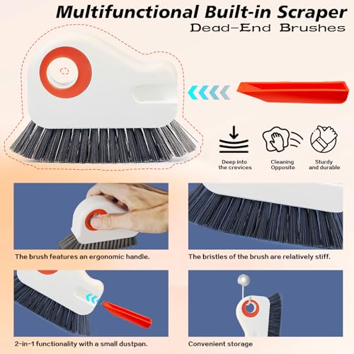 2 in 1 Groove Cleaning Brush, Easy to Store Window Track Cleaning Tools, Multifunction Window Track Cleaner, Track Cleaning Tools Suitable for Sliding Door Tracks, Shutter Door Window Track (Grey) - color: Gray