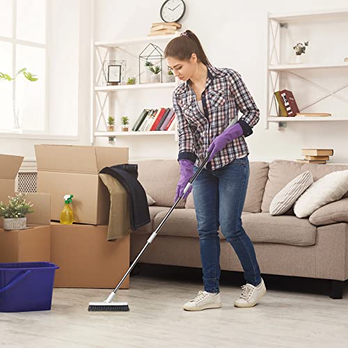 LandHope Grout Brush with Long Handle 50inches Grout Cleaner for Tile Floors Crevice Floor Scrub Brush 120° Rotatable Bathtub Clean Tool Grout Scrubber Indoor Kitchen Shower for Hard to Reach Areas