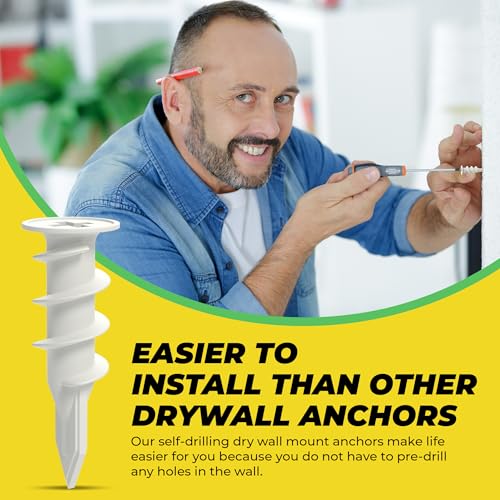 Qualihome Heavy Duty Plastic Self Drilling Drywall Anchors and Screws Kit | Includes 50 Drywall Anchors, 50#8 1-1/4 Inch Screws & Reusable Storage Case - style: 50 Pack