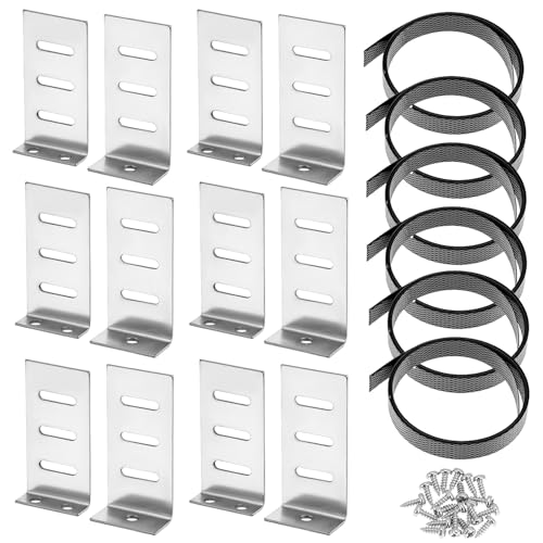 QWORK 6 Set Drawer Repair Kit - Stainless Steel Support Brackets with Screws, Bands for Reinforcing and Repairing Broken Sagging Wood Drawers