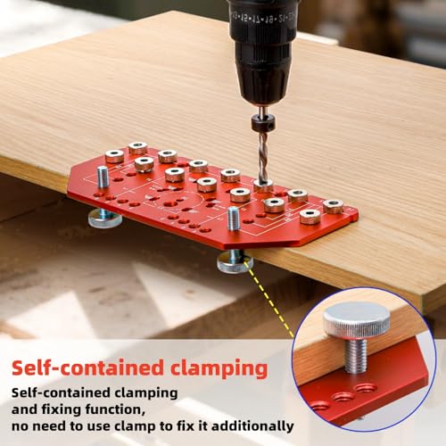7 Holes Shelf Pin Jig and Hinge Jig, 1/4 Inch and 5mm
