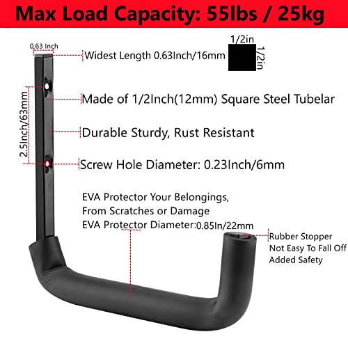 Garage Hooks, 10" Heavy Duty Garage Storage Tool Hangers, Wall Mount Storage Hooks for Garden Tools, Ladders, Bikes, Bulky Items - size: 8inch x 10inch