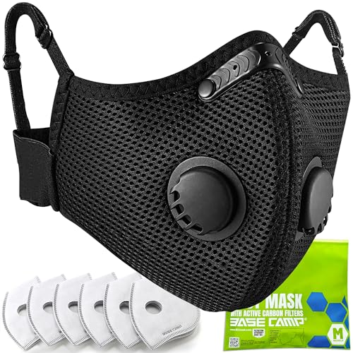 BASE CAMP M Plus Dust Mask, Breathable Reusable Face Mask with 6 Activated Carbon Filters for Woodworking Construction Mowing Grinding (Modern1) - style: Modern1