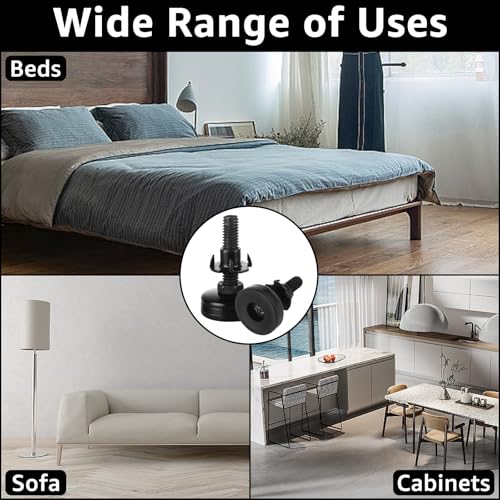 20Pack Adjustable Leveling Feet, 3/8”-16 Thread Heavy Duty Furniture Levelers, Adjustable Table Feet with T Nut Bolt for Chairs Cabinets Sofa Workbenches and Furniture Legs