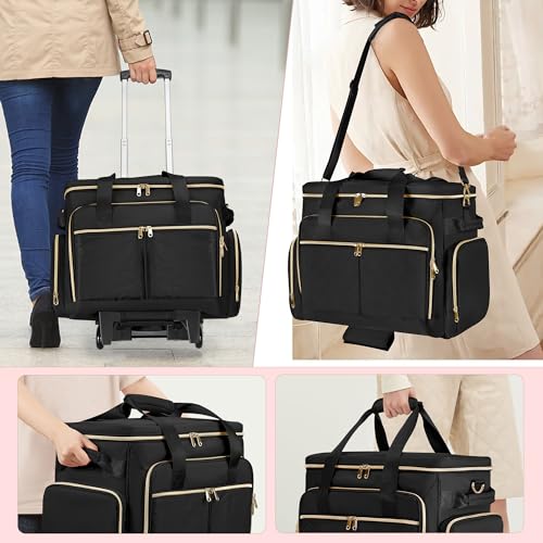 Rolling Teacher Bag with Wheels, Teacher Tote Bag Fits 15.6" Laptop - color: Black