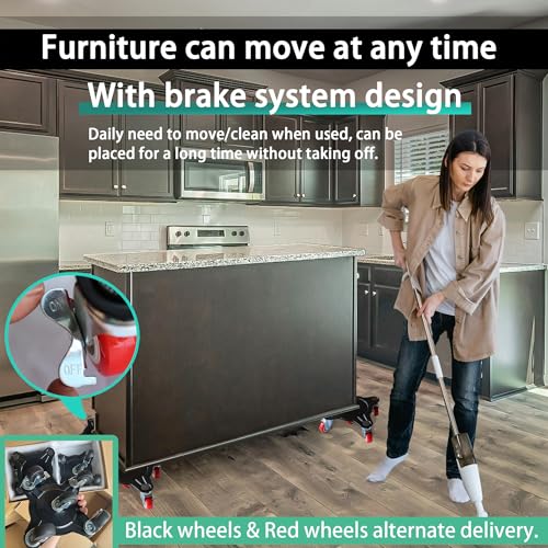 XXL Furniture Movers with 5 Wheels - Enhanced Furniture Dolly & Lifter Sliders Tool for Easy Moving Refrigerator Couch Desk, Heavy Duty Moving Dolly, 3000lbs Load Capacity(Black 4Pack+1Lifter) - size: XXL 750 lbs each (3,000 lbs total for 4)
