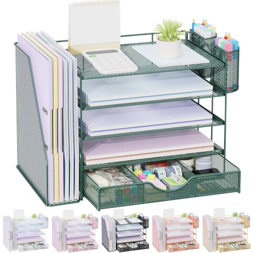 gianotter 5-Tier Desk Organizer with Drawers and File Holders - color: Green, size: 5T