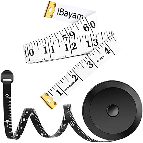 iBayam 2 Pack Tape Measure Measuring Tape for Body Fabric Sewing 60"/150cm - color: White & Black