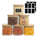 ComSaf Square Glass Containers with Lids 0.6 Qt, Set of 6 Small Glass Jars | Small Glass Canisters, Spice Jar, Pantry Organization, Snack, Cookie, Coffee Bar Organization, Size For Subpackage, BPA Free - size: 0.6Qt*6