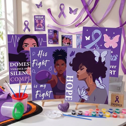 Sherr 140 Pcs 20 Set Pre Drawn Canvas Painting Kit, Anti-Domestic Violence - style: Anti-domestic Violence