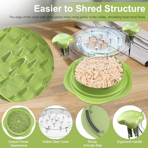 Chicken Shredder Tool Twist Large Meat Shredder with Brush&Fork, Matcha - color: Matcha Green