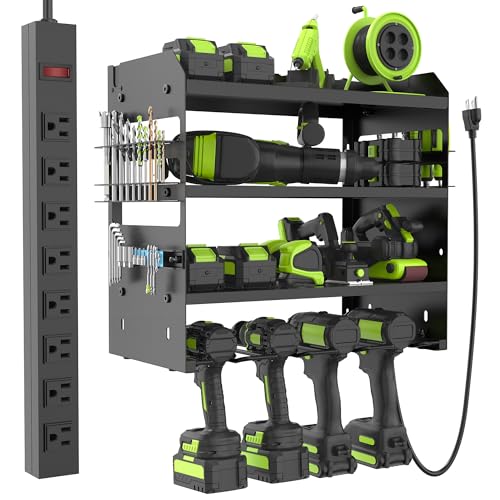 HUPBIPY Modular Power Tool Organizer Wall Mount Drill Holder Garage Shelf - color: Black 1 pack