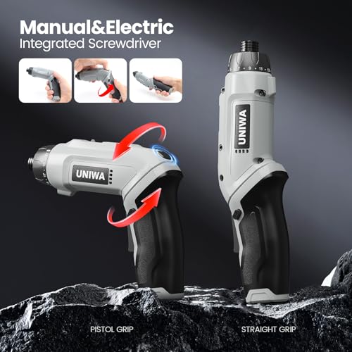UNIWA Cordless Electric Screwdriver Rechargeable-650 RPM Power Drill-Grey - color: Grey