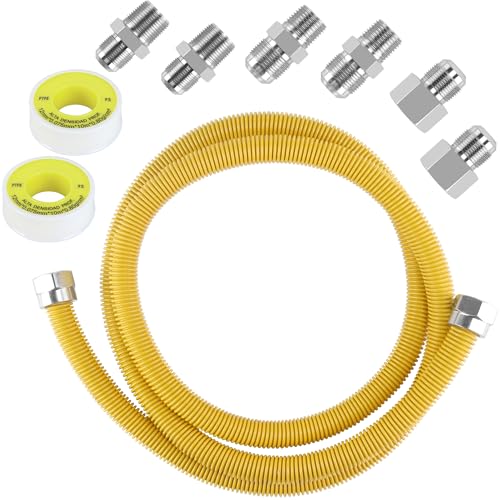 72" Dryer Gas Line Hose/Flexible Gas Line Kit with Connector1/2"MIP 3/4"FIP 3/4"MIP,5/8" OD Gas Range Connector Kit for Gas Stove,Dryer,Water Heater-by MIFLUS - size: 72in