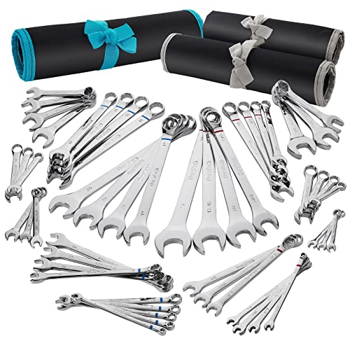 DURATECH 52-Piece Combination Wrench Set, Regular & Stubby, SAE & Metric - size: Metric&SAE(52 PCS)