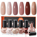 modelones Quick Dry Nail Polish Set, 6 Colors Brown Nude Burgundy - color: A3 Cinnamon Brown