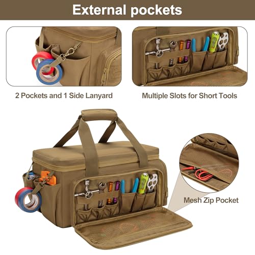 Rexmica 14-Inch Tool Bag Tool Storage Organizer Tactical Range Bag, Khaki - color: Khaki