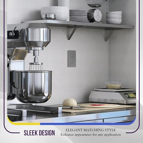 ENERLITES Screwless Duplex Outlet Covers Wall Plate, 1-Gang, 1 Pack, Gray - color: Gray, size: Screwless