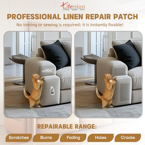 Fabric Repair Patch, Self Adhesive Furniture Tape for Cloth, Sofa - color: Linen Black, size: 3.5X79 Inch