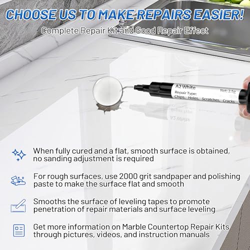 Quartz Countertop Repair Kit (Clear, White, Gray, Beige) 30s Fast Curing